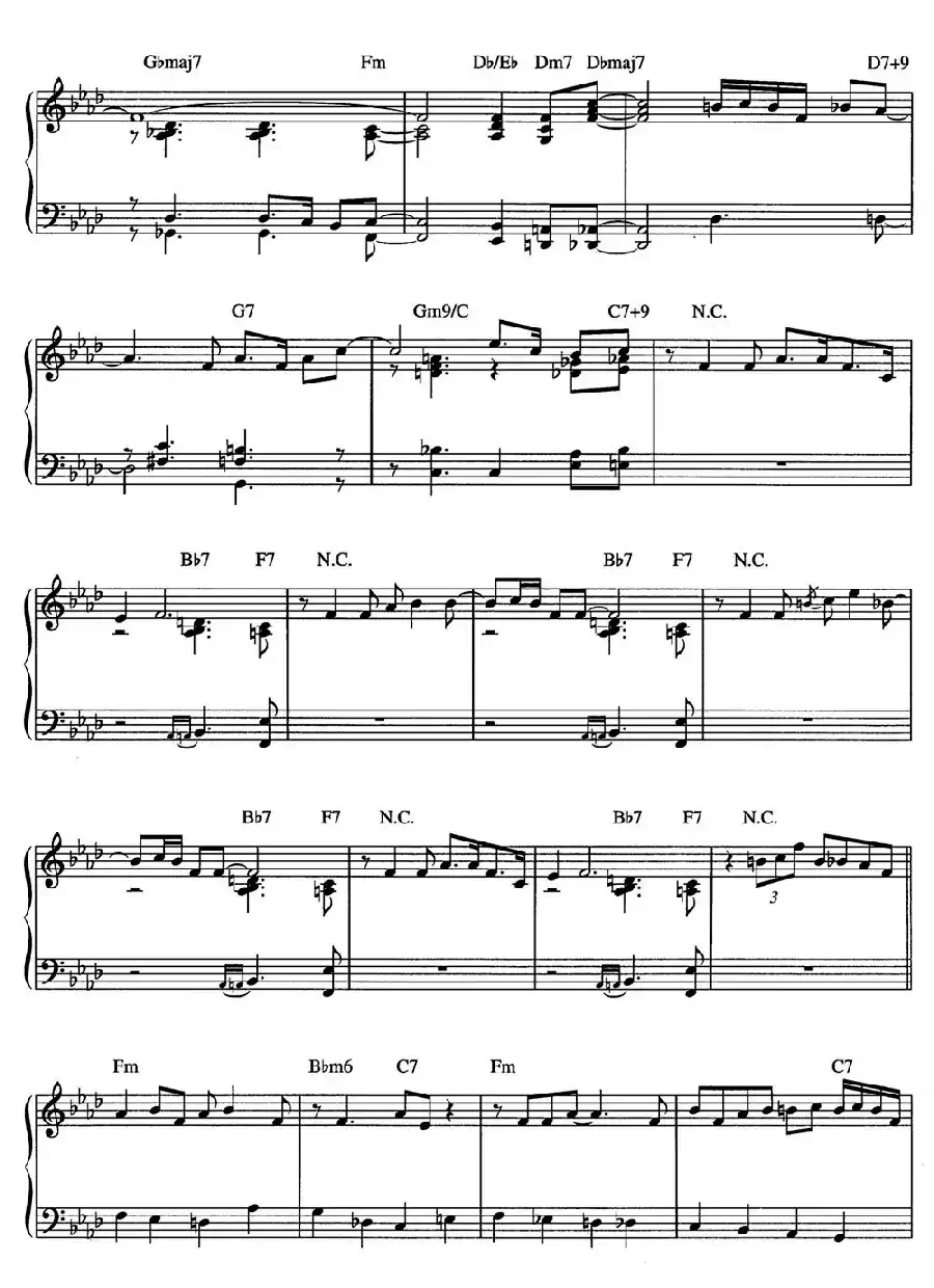 Moanin‘（爵士钢琴酒吧独奏钢琴谱）