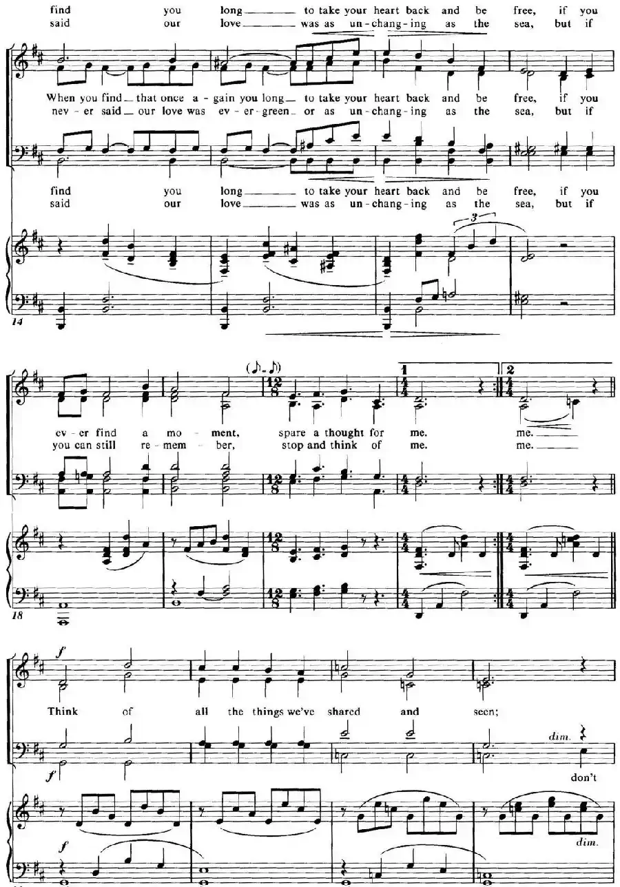 Choral Suite from The Phantom of the Opera（1 THINK OF ME、四重奏）