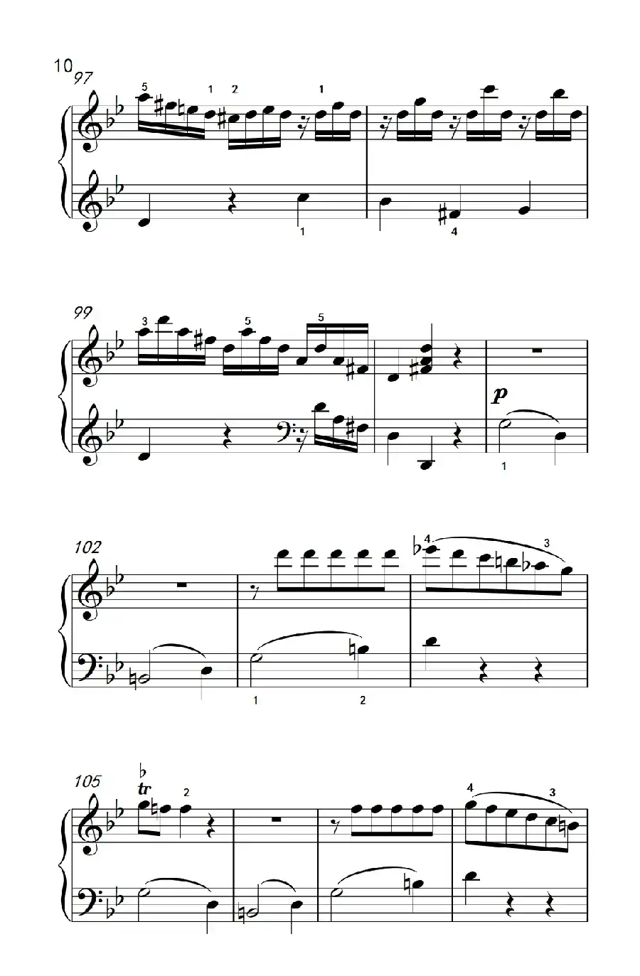 第七级1.♭B大调奏鸣曲 第一乐章 K.570(中央音乐学院 钢琴(业余)考级教程 7-9级)