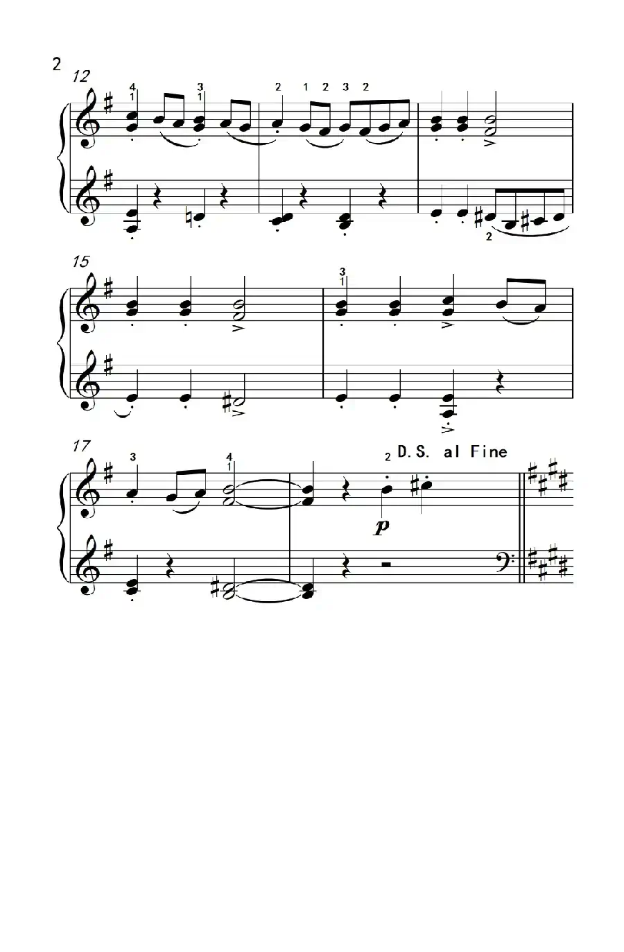 阿玛丽莉 加沃特舞曲（约翰·汤普森 成人钢琴教程 第二册）