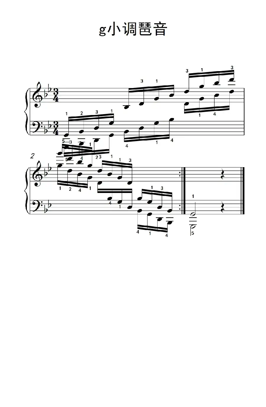 第四级 6.g小调琶音(中央音乐学院 钢琴(业余)考级教程 4-6级)