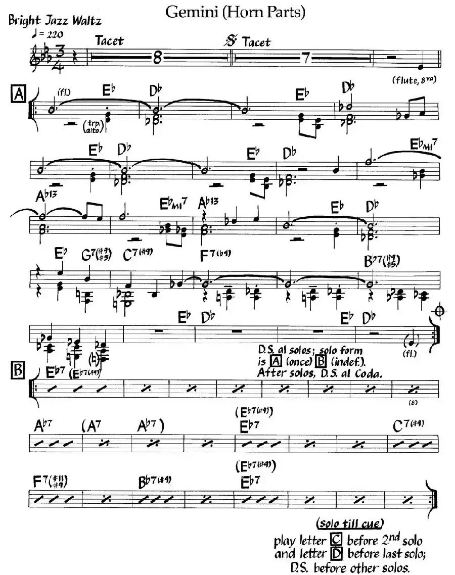 Gemini(Horn Parts)(爵士钢琴曲)