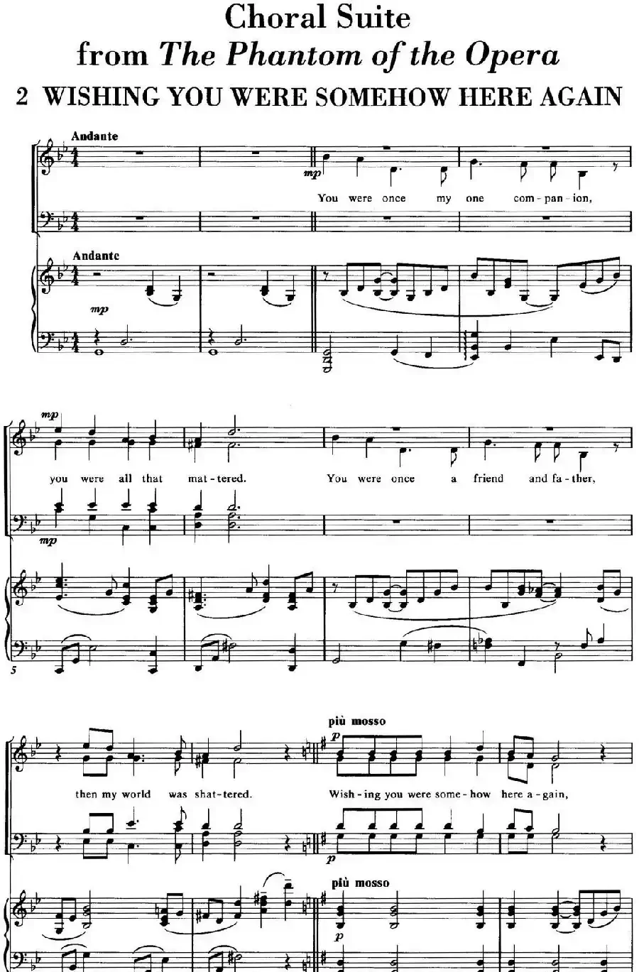 Choral Suite from The Phantom of the Opera（2 WISHING YOU WERE SOMEHOW HERE AGAIN、四重奏）