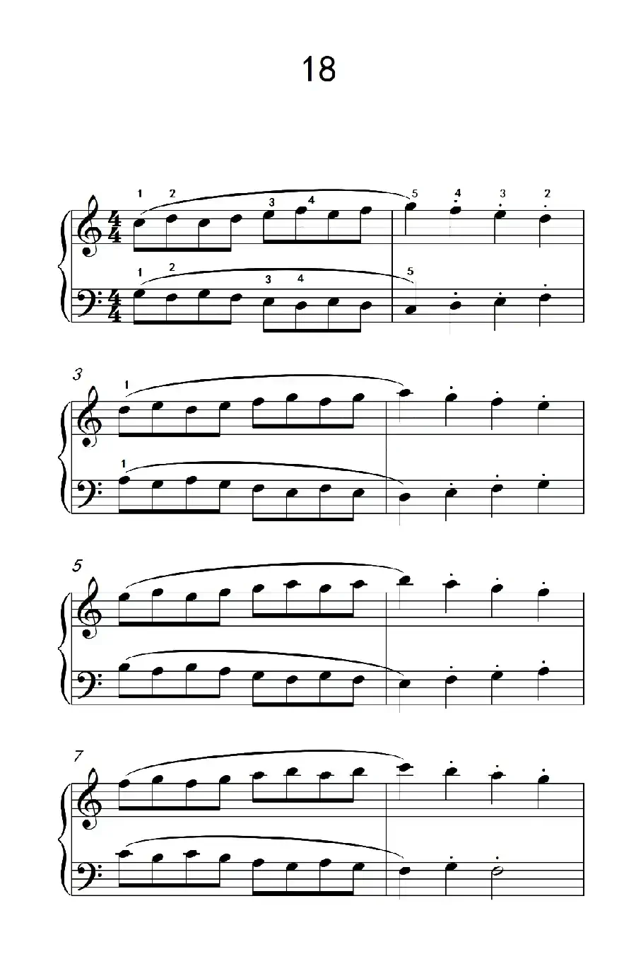 连音及跳音的混合练习18（儿童钢琴手指练习 1）