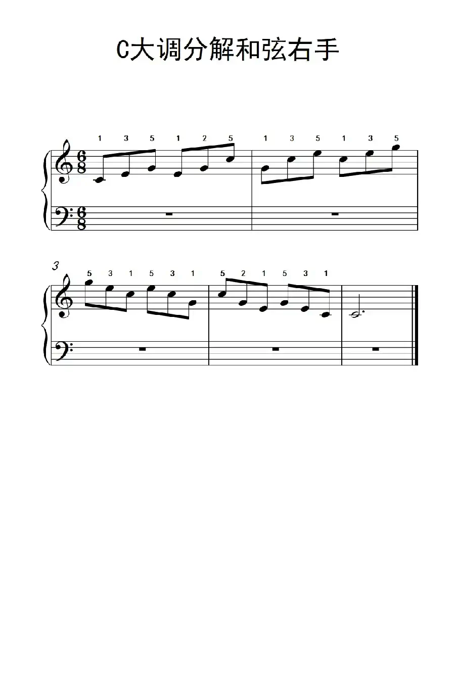 第一级 1.C大调分解和弦右手(中央音乐学院 钢琴(业余)考级教程 1-3级)