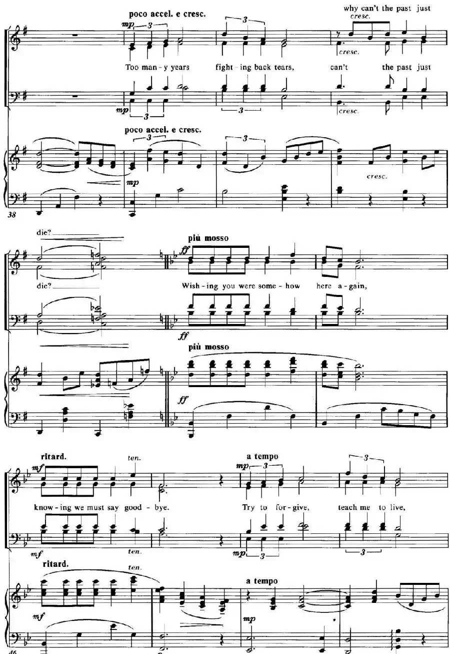 Choral Suite from The Phantom of the Opera（2 WISHING YOU WERE SOMEHOW HERE AGAIN、四重奏）