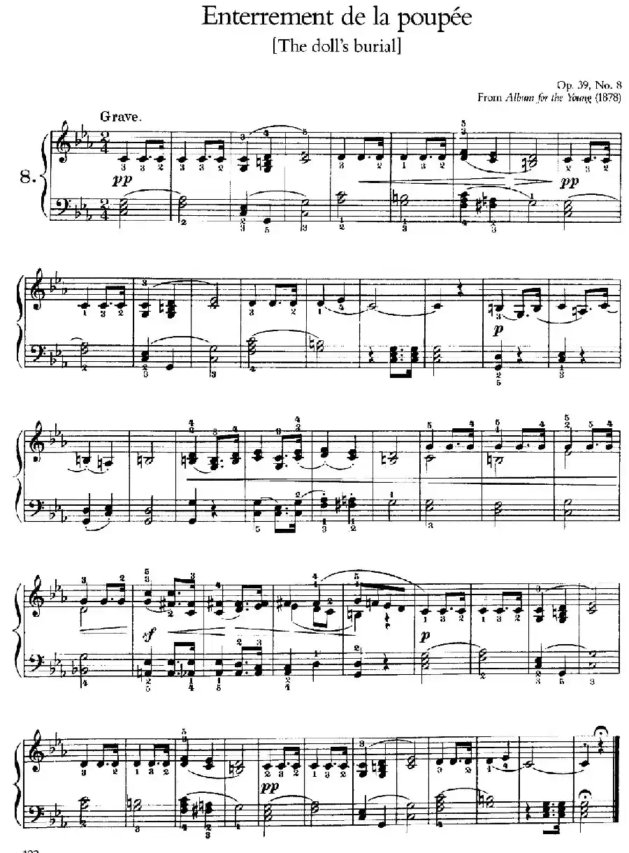 Album for the Young Op.39（儿童钢琴曲集）（8. 洋娃娃的葬礼 The Doll's Funeral）