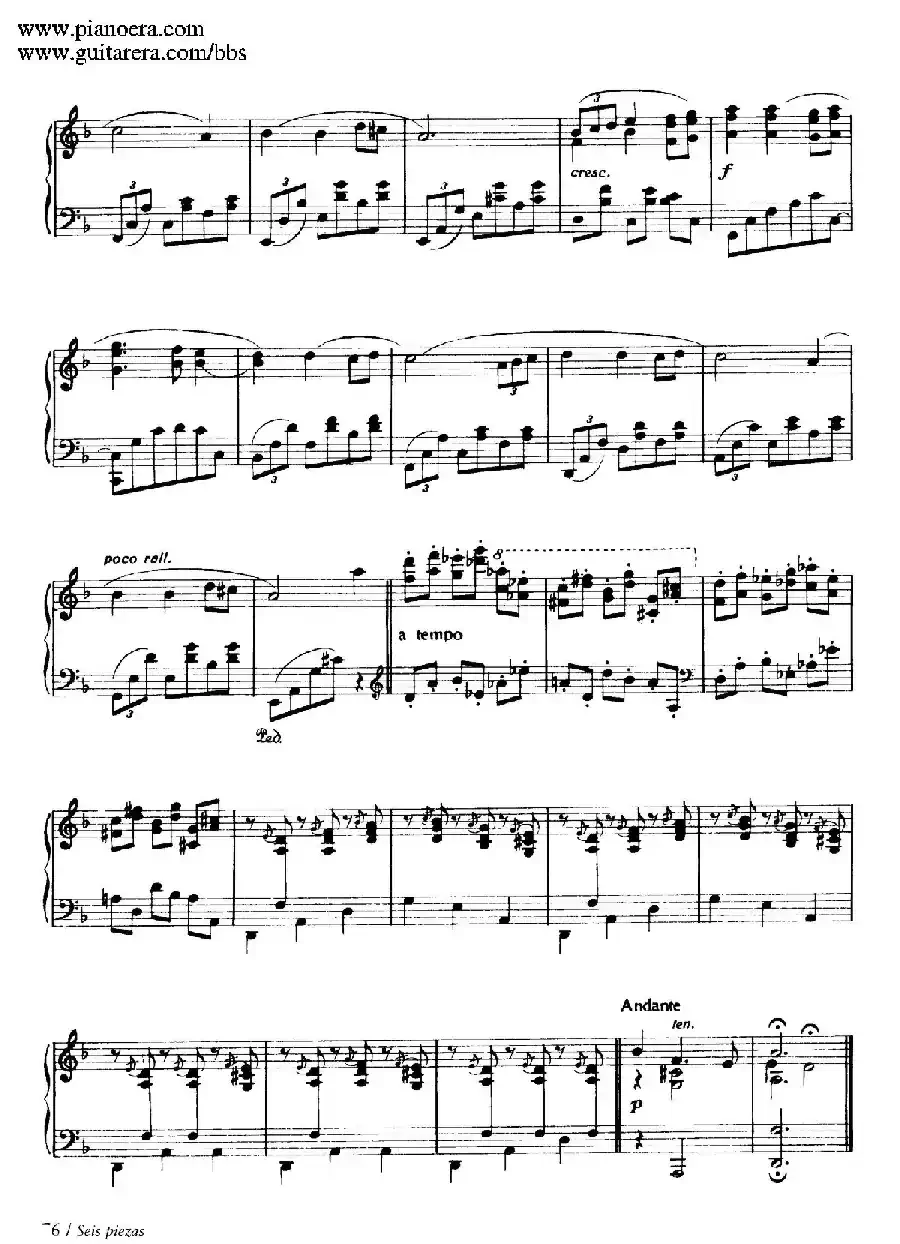 Six Pieces on Spanish Folksongs H.125（6首西班牙民谣小品·2. 怀念 Anoranza）