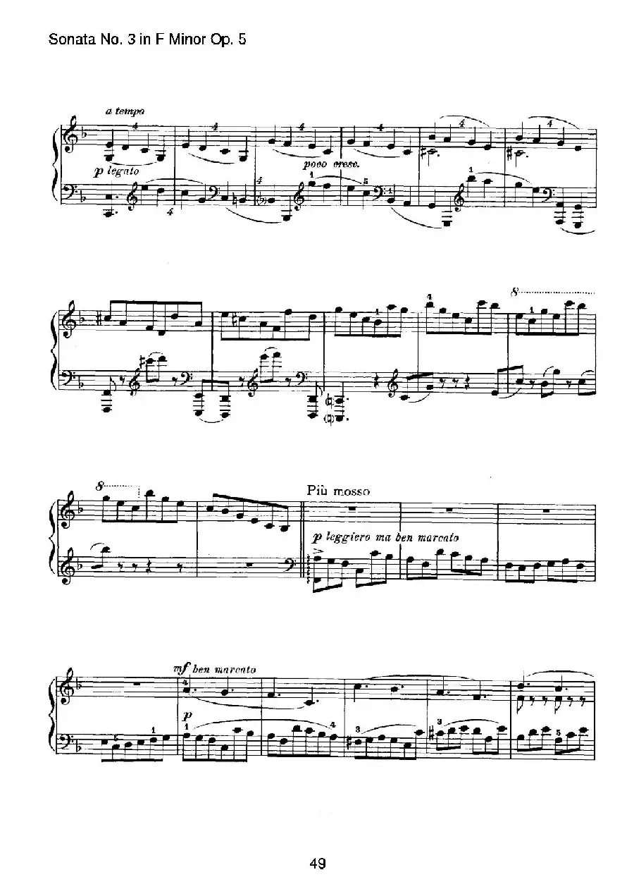 Piano Sonata No.3 in f Minor Op.5（f小调第三钢琴奏鸣曲）