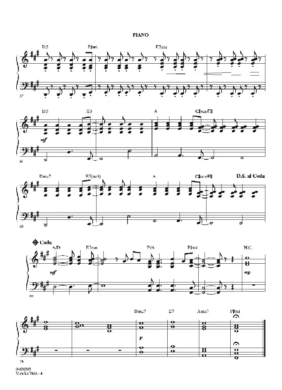 VIVA LA VIDA（钢琴分谱）