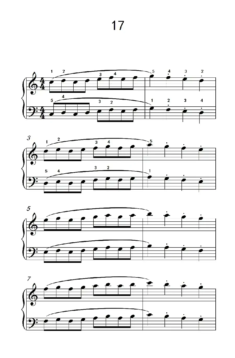 四.连音及跳音的混合练习17(儿童钢琴手指练习 1)