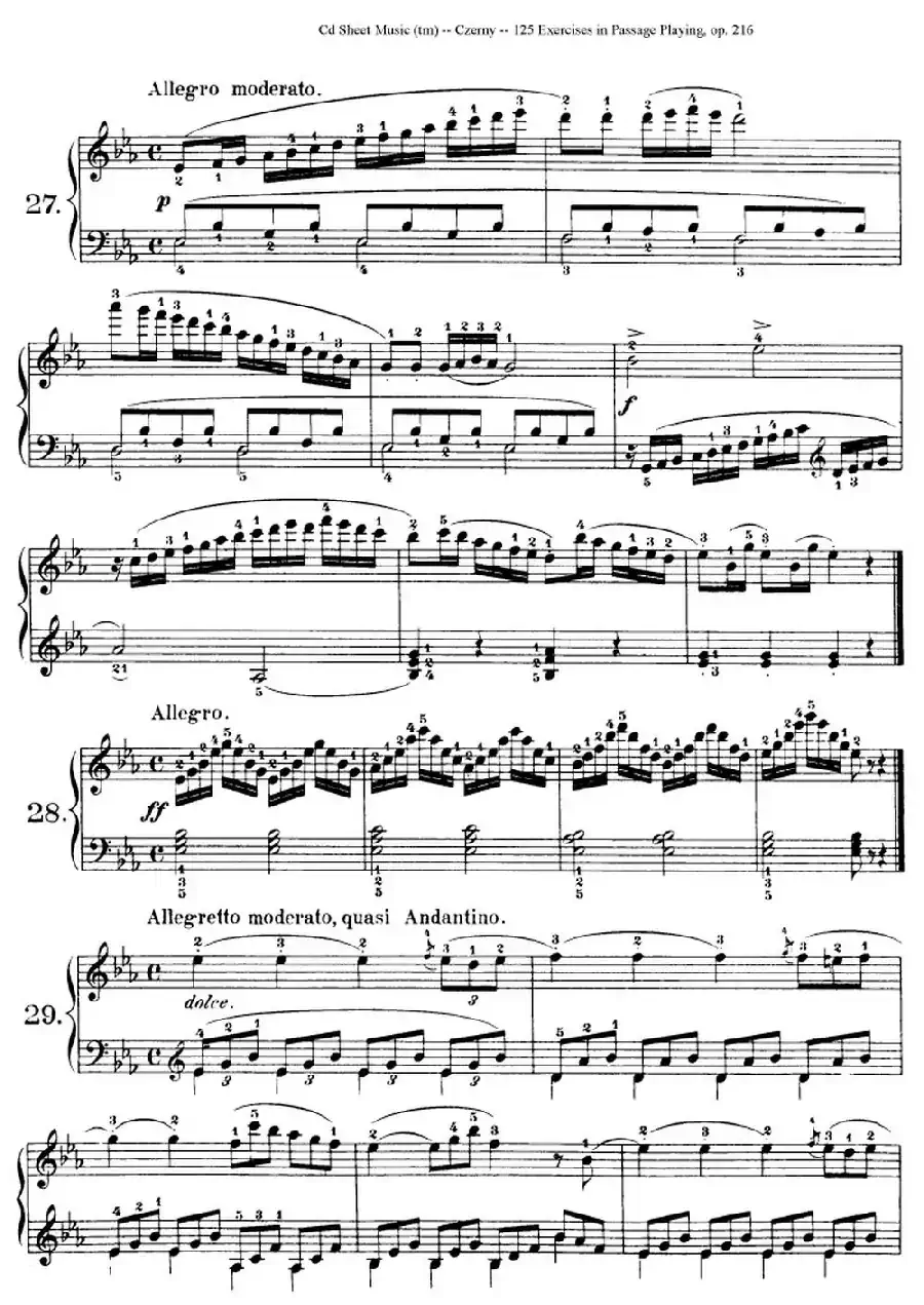 125 Exercises in Passage Playing Op.261（车尔尼125首钢琴短乐句练习曲（22——41））