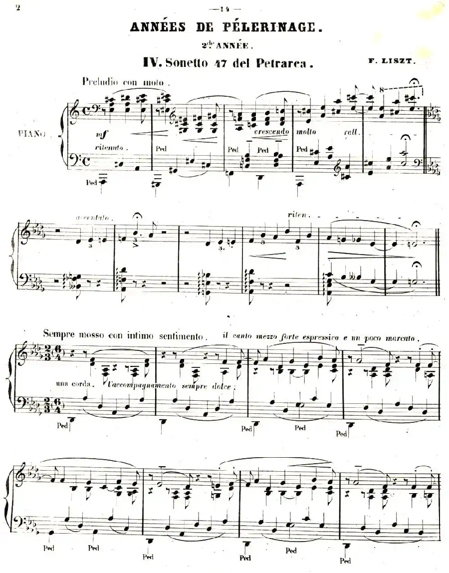 旅行岁月（第二集）意大利游记（4.彼特拉克的十四行诗第47号 Sonetto 47 del Petrarca）