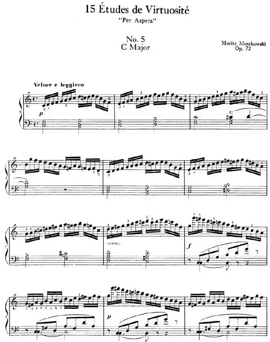 15 Etudes de Virtuosité Op.72 No.5（十五首钢琴练习曲之五）