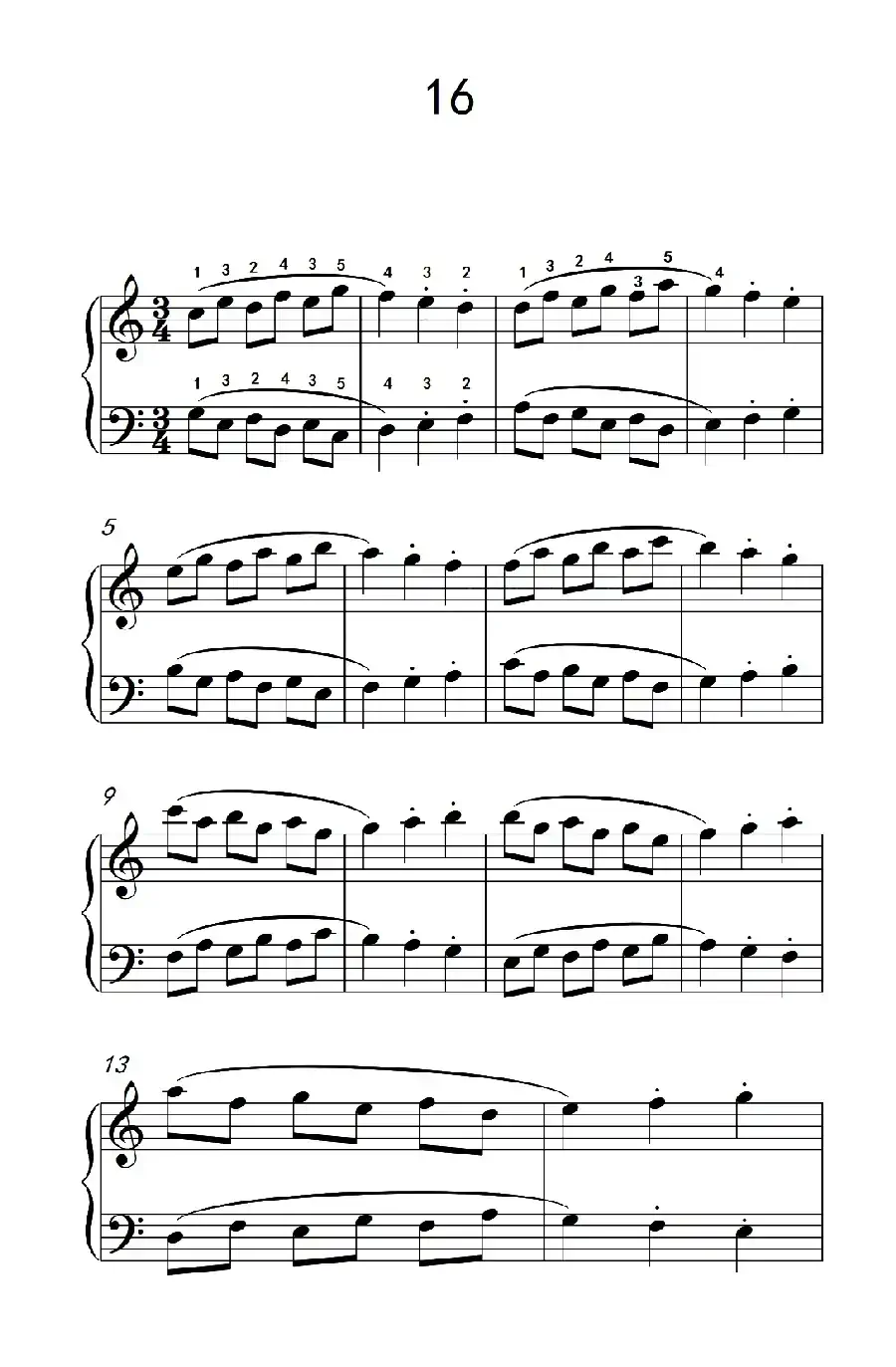 连音及跳音的混合练习16(儿童钢琴手指练习 1)