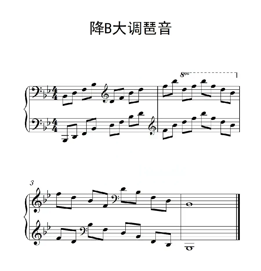 第六级 降B大调琶音（中国音乐学院钢琴考级作品1~6级）