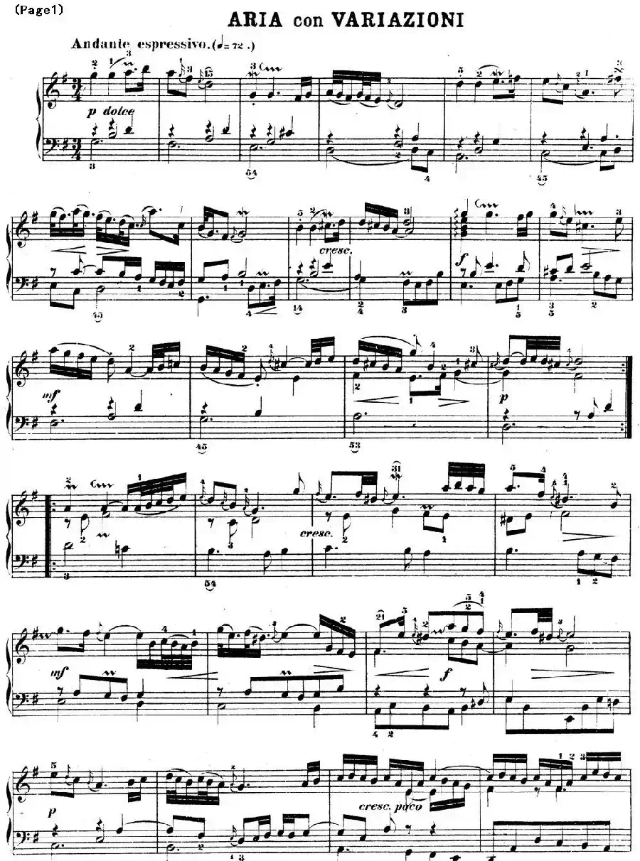 哥德堡变奏曲 巴赫 Goldberg Variationen BWV988