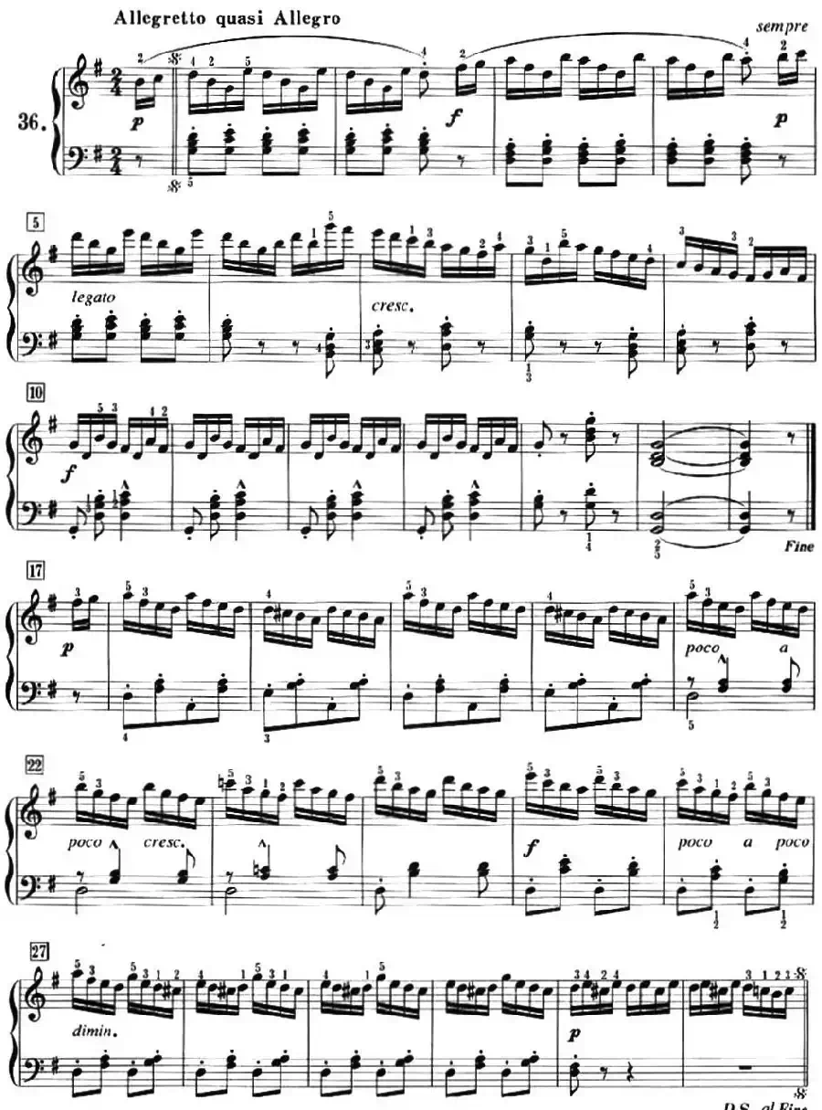 50首莱蒙钢琴练习曲 作品37（NO.36）