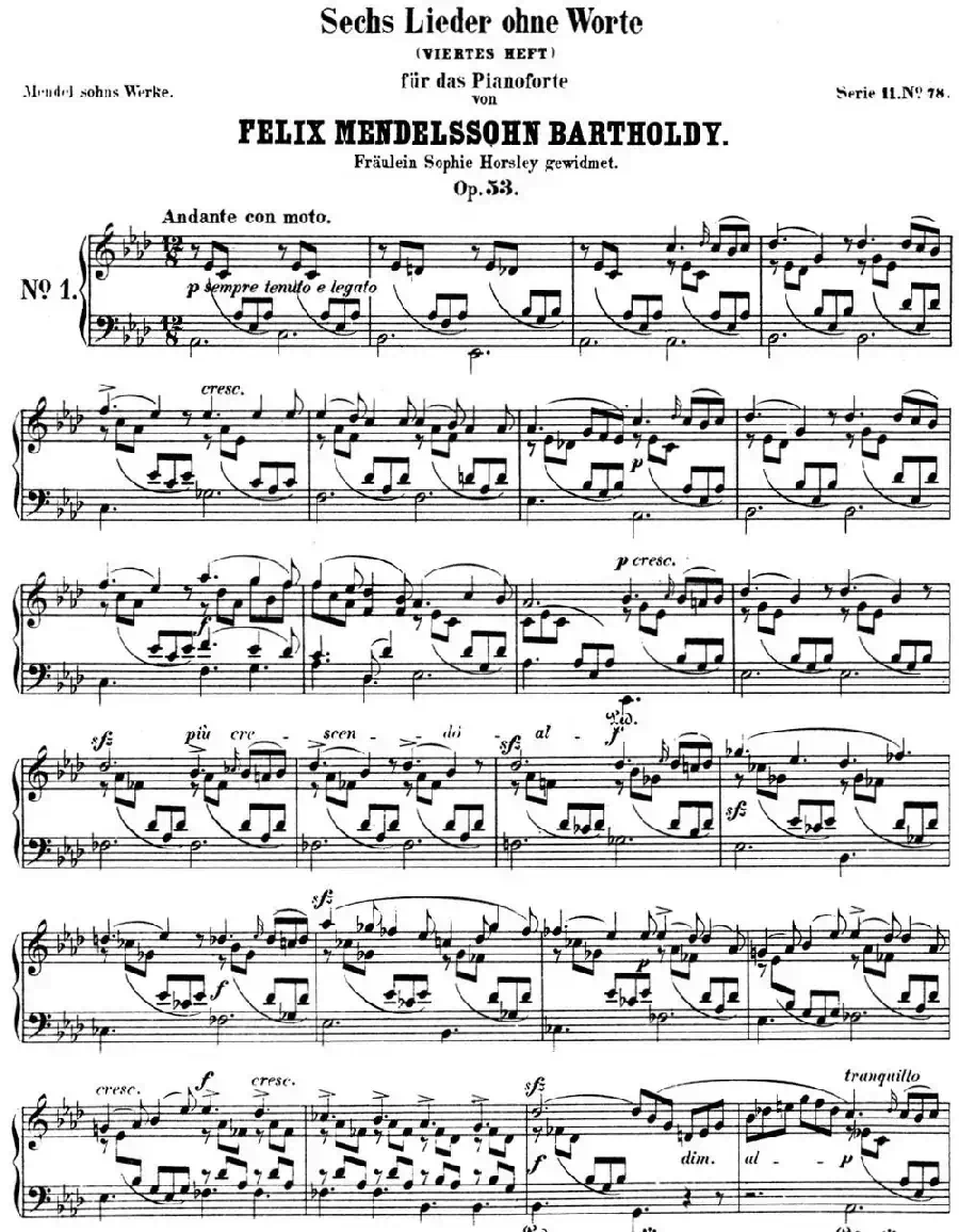 门德尔松无词歌Op.53（NO.1）