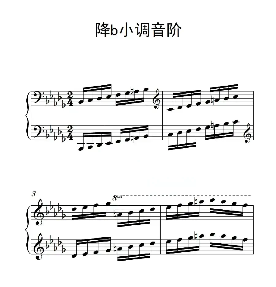 第六级 降b小调音阶（中国音乐学院钢琴考级作品1~6级）