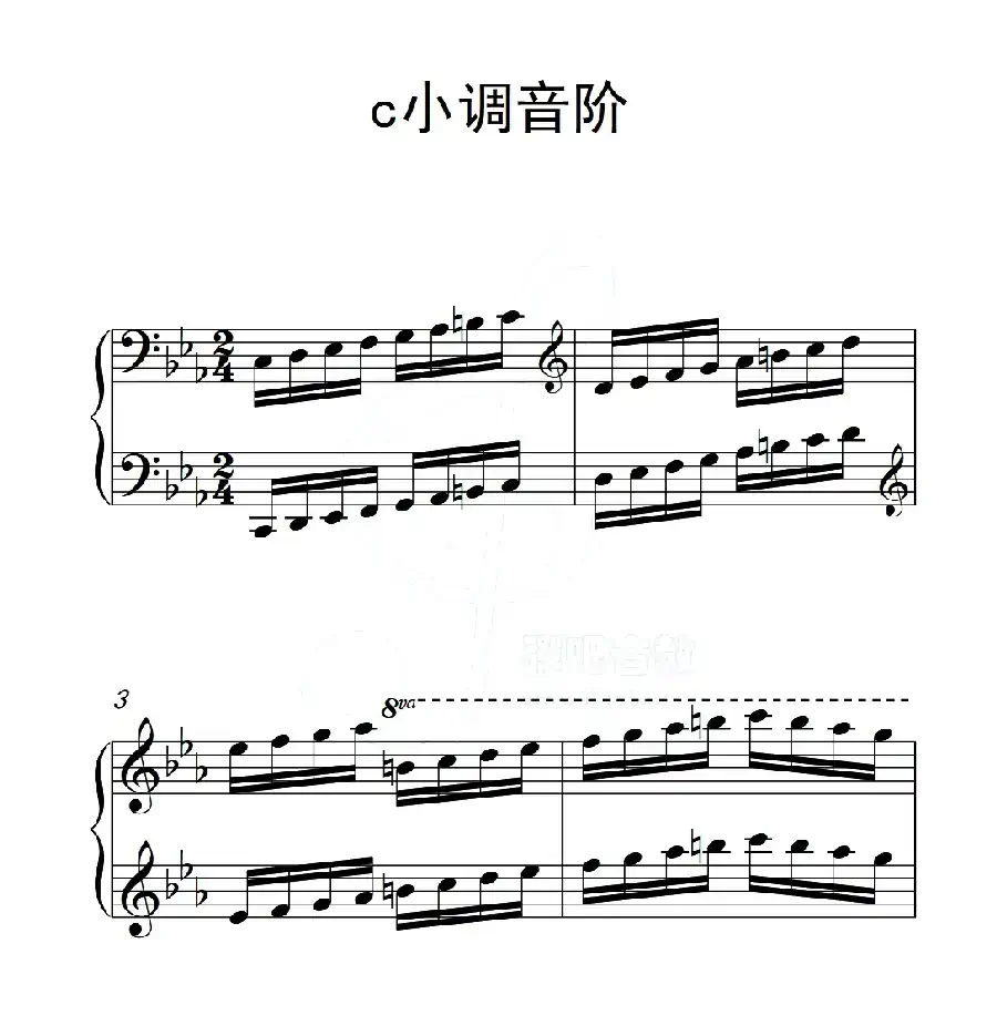 第五级 c小调音阶(中国音乐学院钢琴考级作品1~6级)