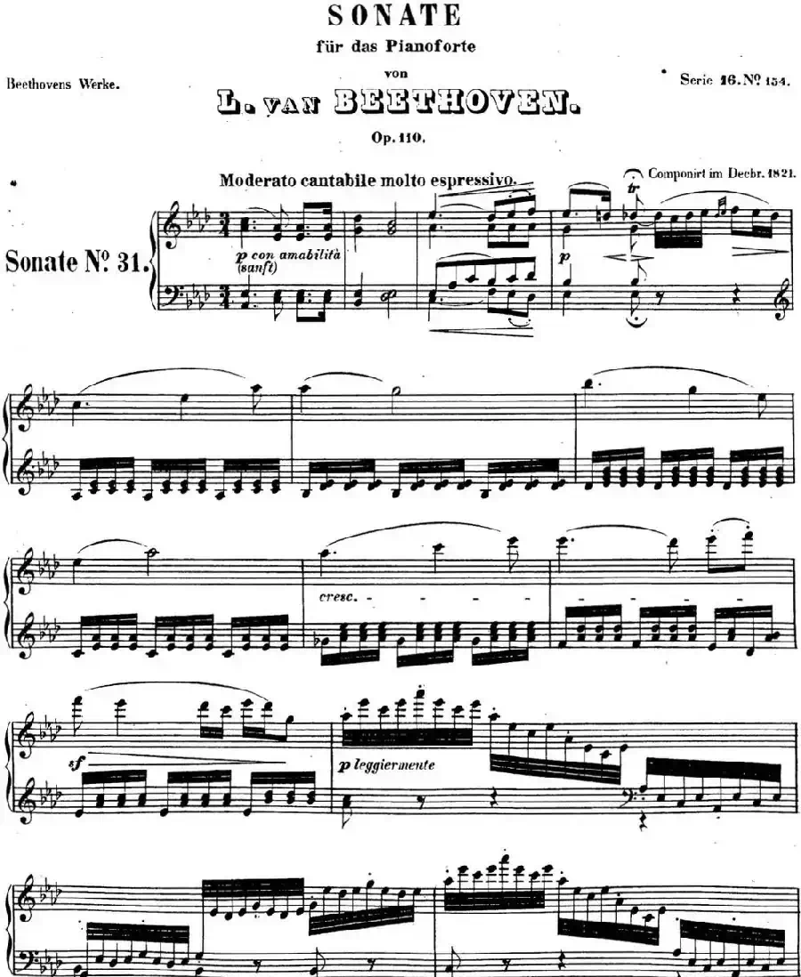 贝多芬钢琴奏鸣曲31 降A大调 Op.110 A-flat major