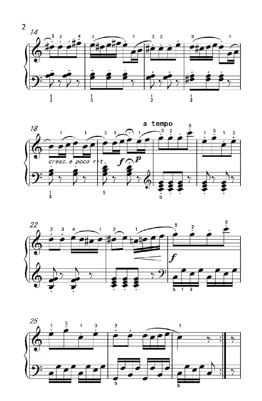 第三级 2.C大调小奏鸣曲（中央音乐学院 钢琴（业余）考级教程 1-3级）