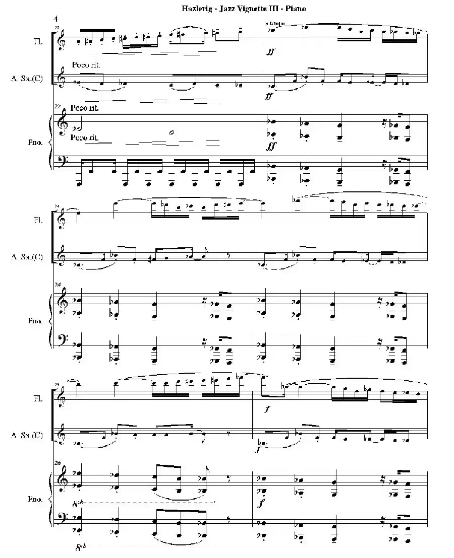 Three jazz vignettes（第三乐章）（三重奏钢琴分谱）