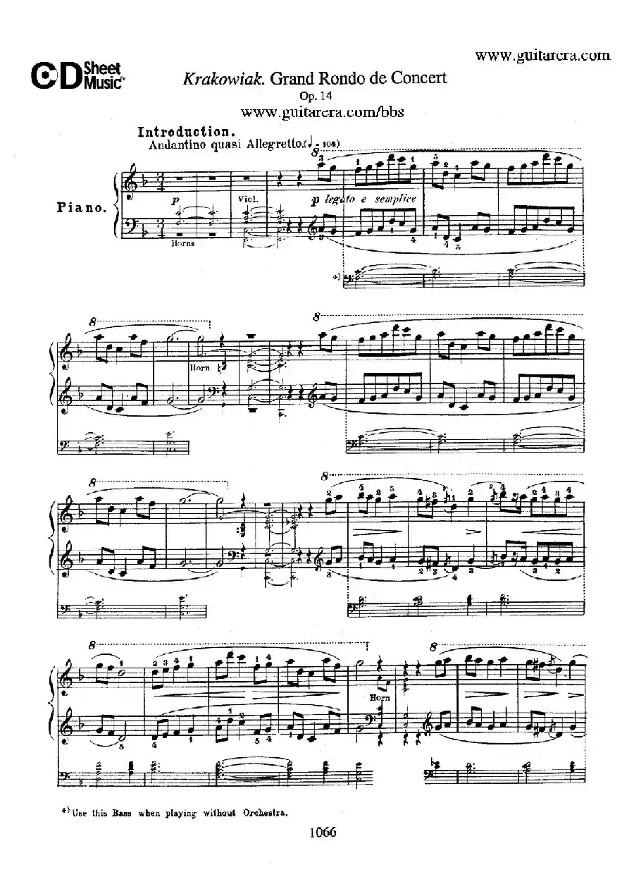Krakowiak Grand Rondo de Concert Op.14 （克拉科维克音乐会用大回旋曲·钢琴独奏版）