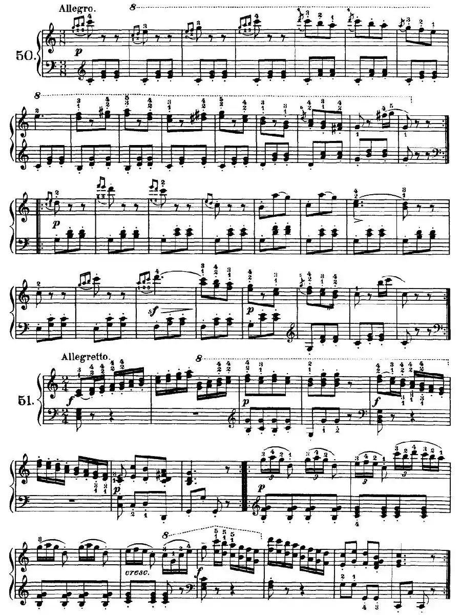 One Hundred and Ten Easy and Progressive Exercises Op.453（车尔尼110首简易练习曲 41——51）