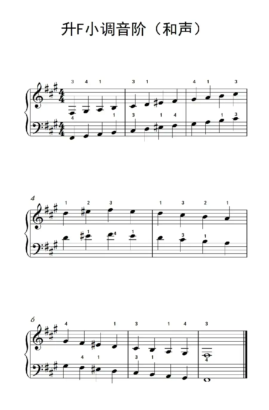 升F小调音阶（和声）（儿童钢琴练习曲）