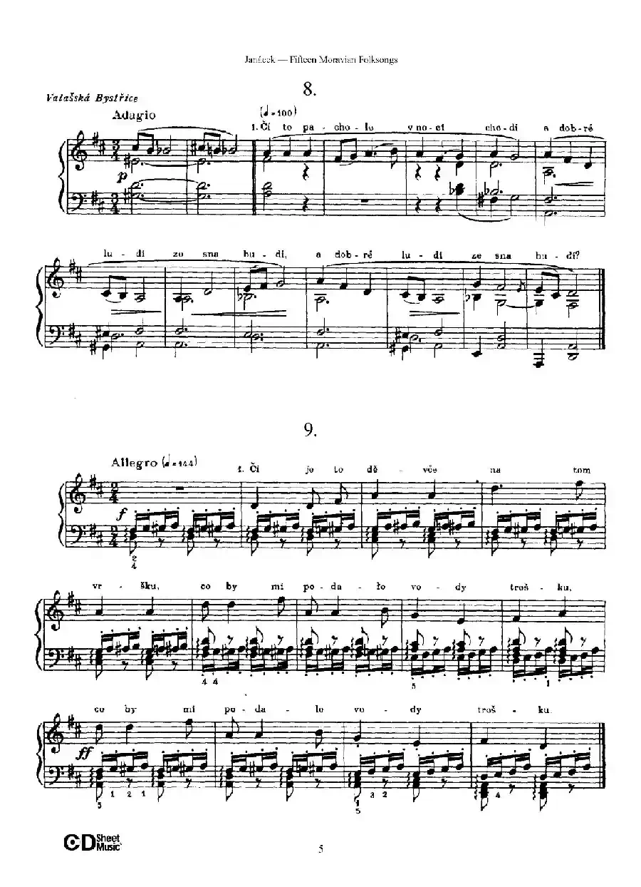 Moravian Folksong（15首摩拉维亚民歌集）
