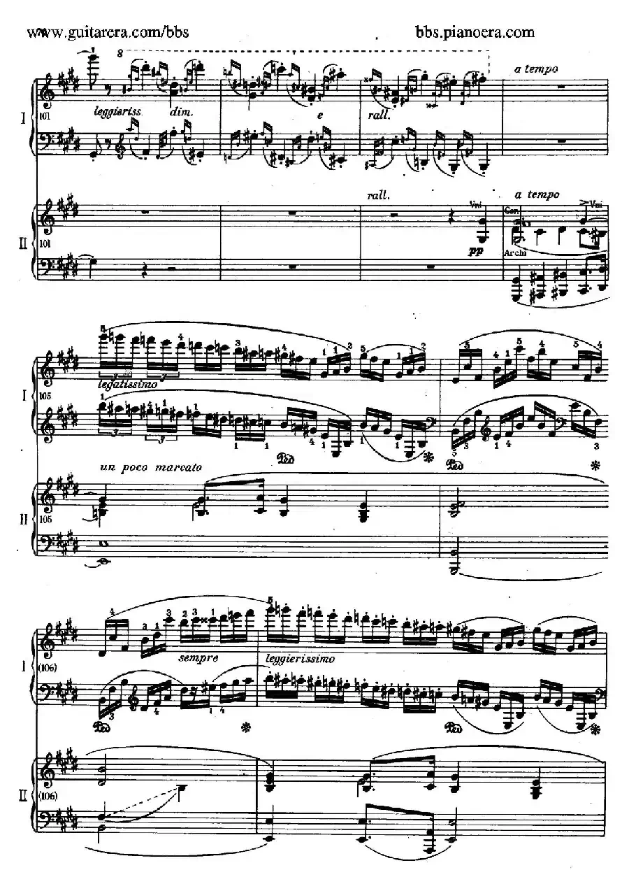 e小调第一钢琴协奏曲 Op.11（双钢琴版·第二乐章）