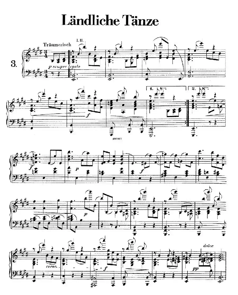 Landliche Tanzee Op.1（乡村舞曲·3. E大调）