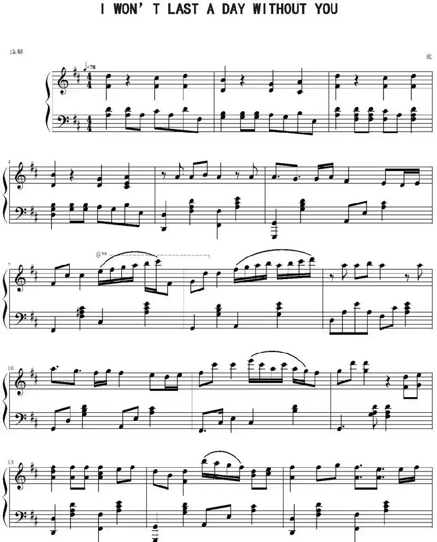 I WON’T LAST A DAY WITHOUT YOU