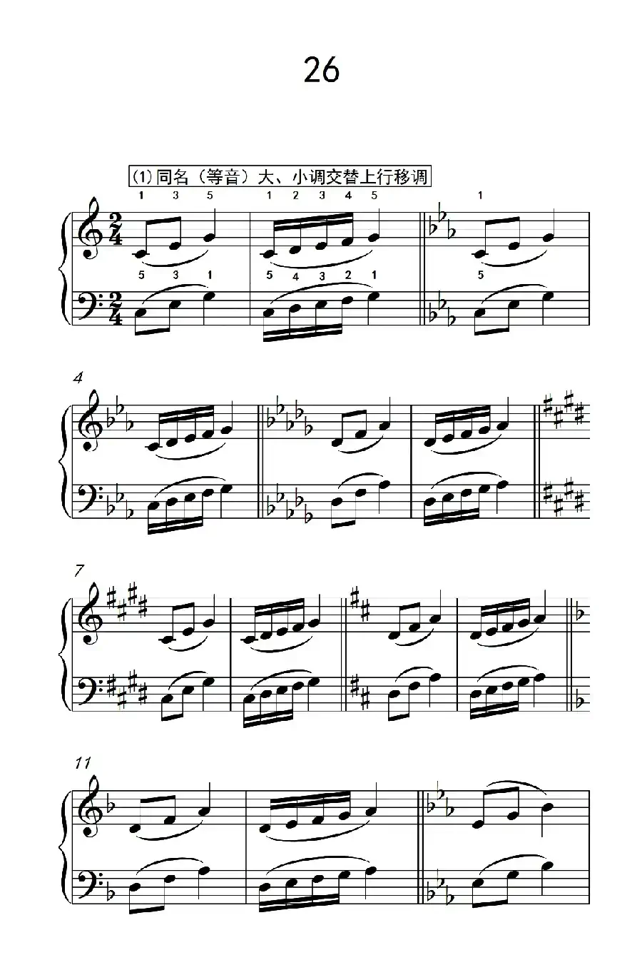 七.五指原位移调练习26(1)(儿童钢琴手指练习 1)