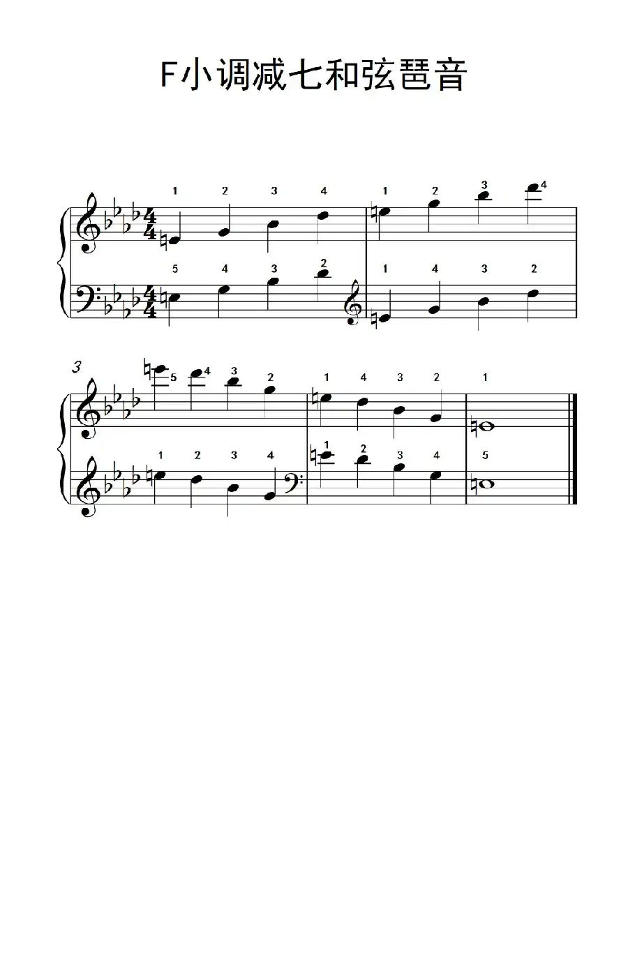 F小调减七和弦琶音(孩子们的钢琴音阶、和弦与琶音 2)