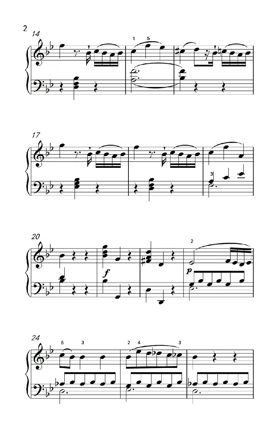 第七级1.♭B大调奏鸣曲 第一乐章 K.570(中央音乐学院 钢琴(业余)考级教程 7-9级)