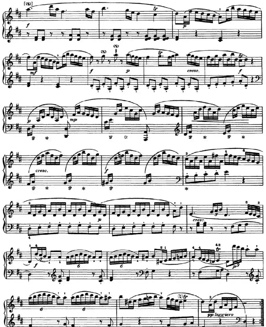 海顿 钢琴奏鸣曲 Hob XVI 4 Divertimento D major