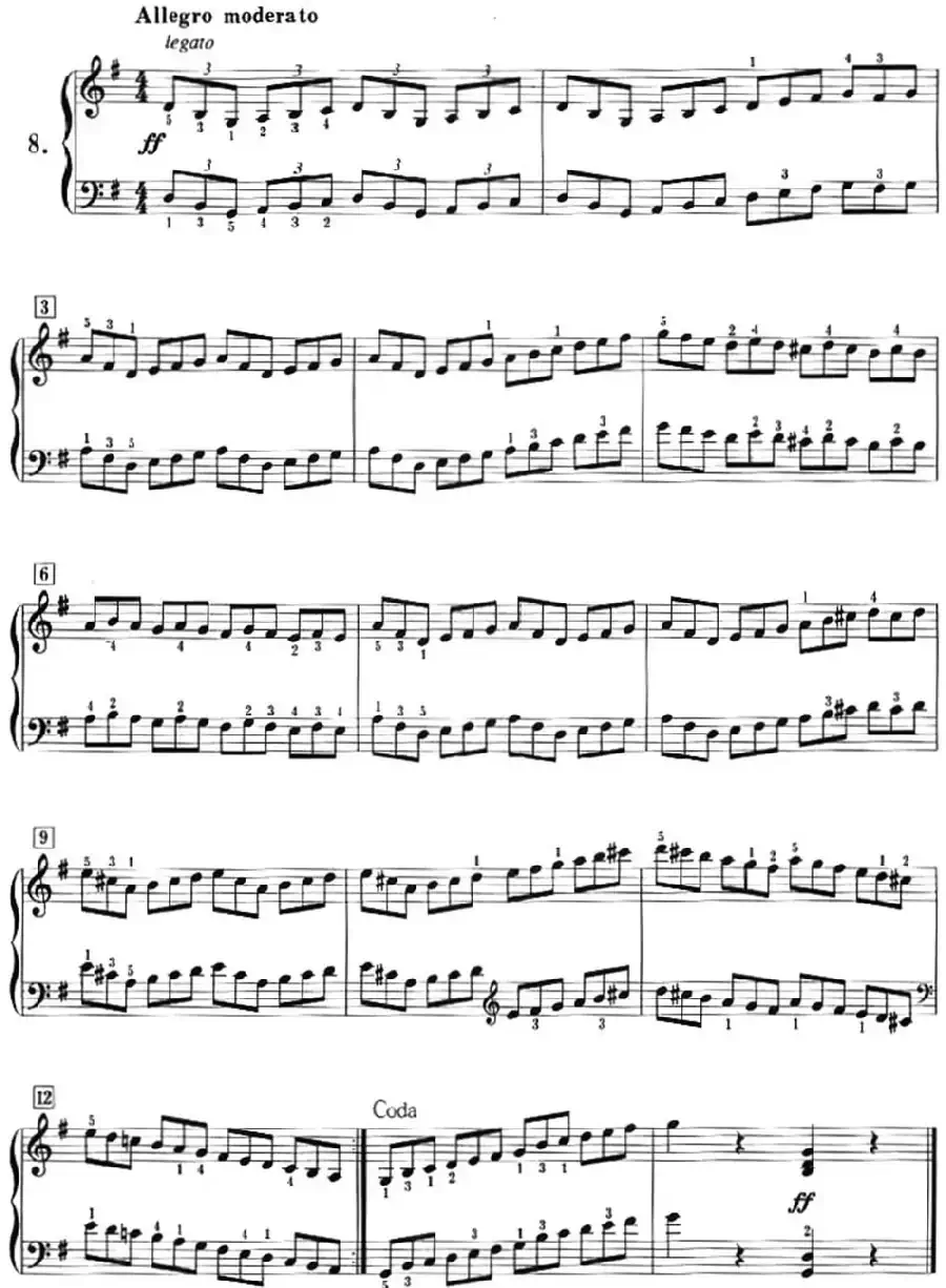 50首莱蒙钢琴练习曲 作品37（NO.8）