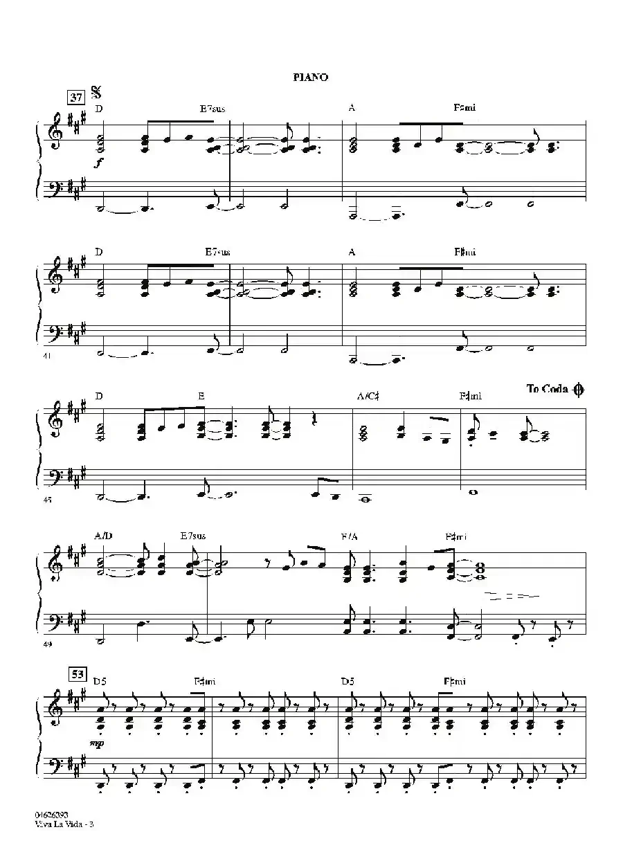VIVA LA VIDA（钢琴分谱）