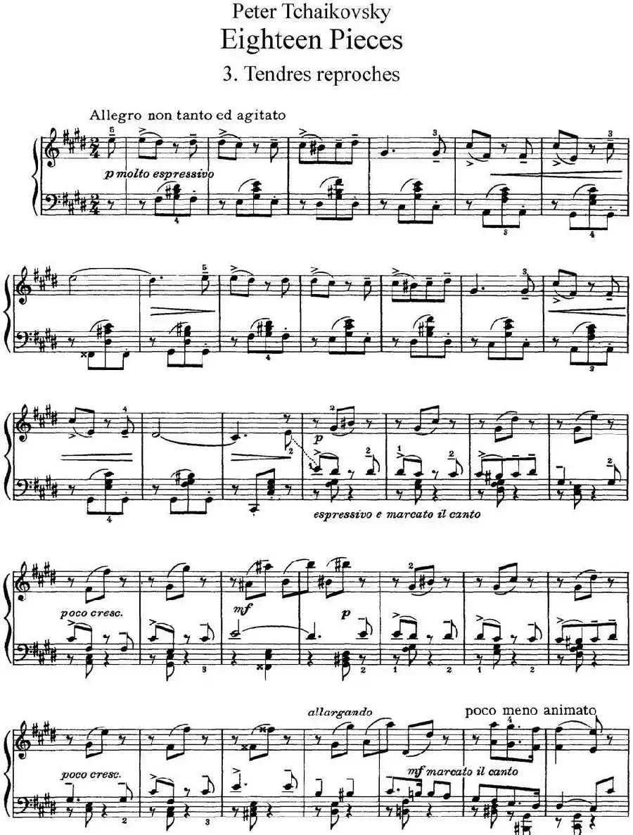 柴可夫斯基18首钢琴小品Op.72（3.Tendres reproches）