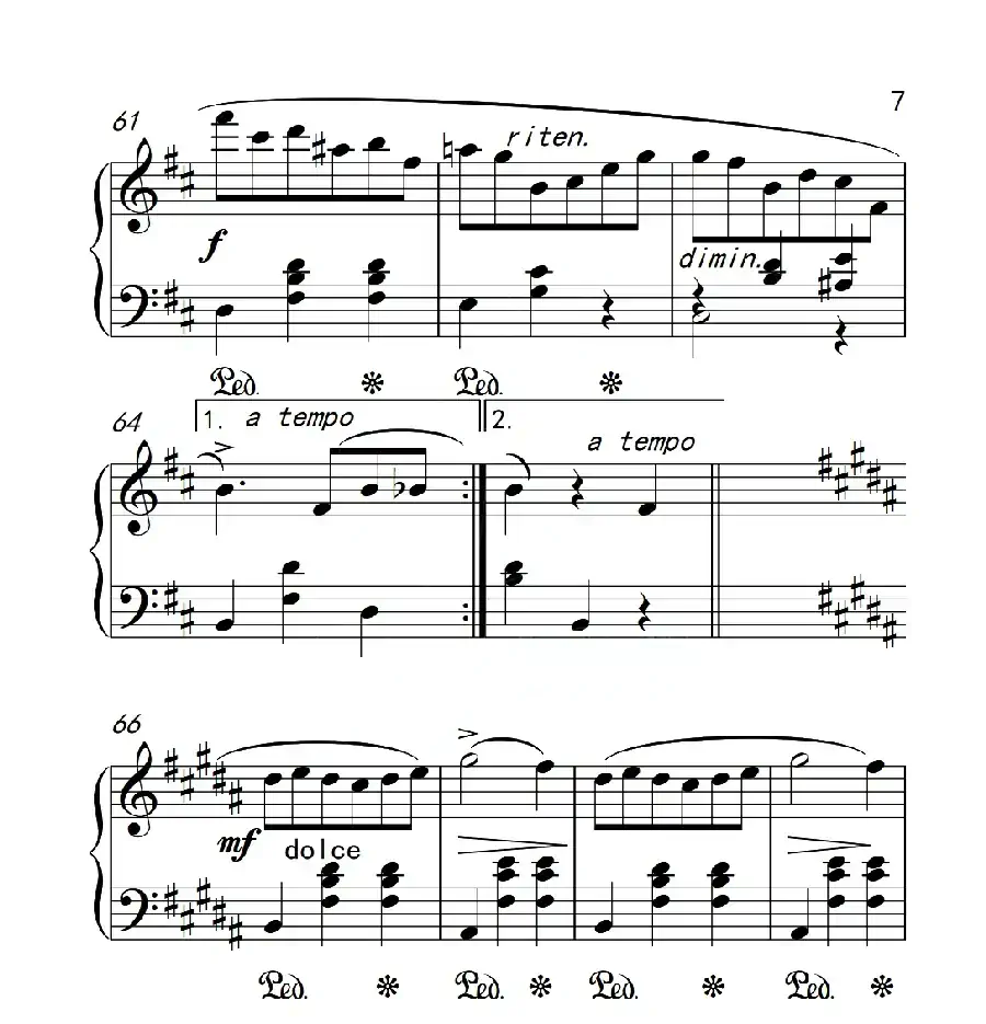 第六级 圆舞曲(中国音乐学院钢琴考级作品1~6级)