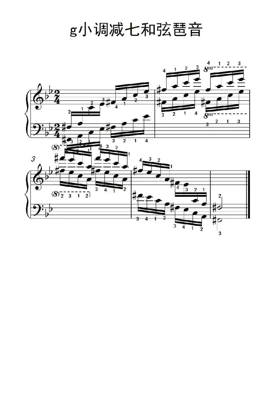 第六级 16.g小调减七和弦琶音（中央音乐学院 钢琴（业余）考级教程 4-6级）