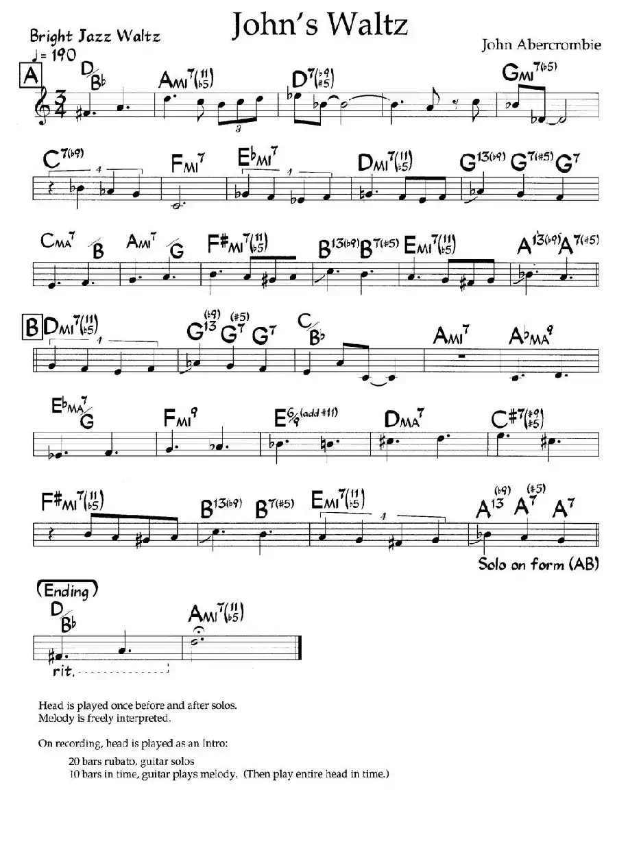 John's Waltz（爵士钢琴曲）