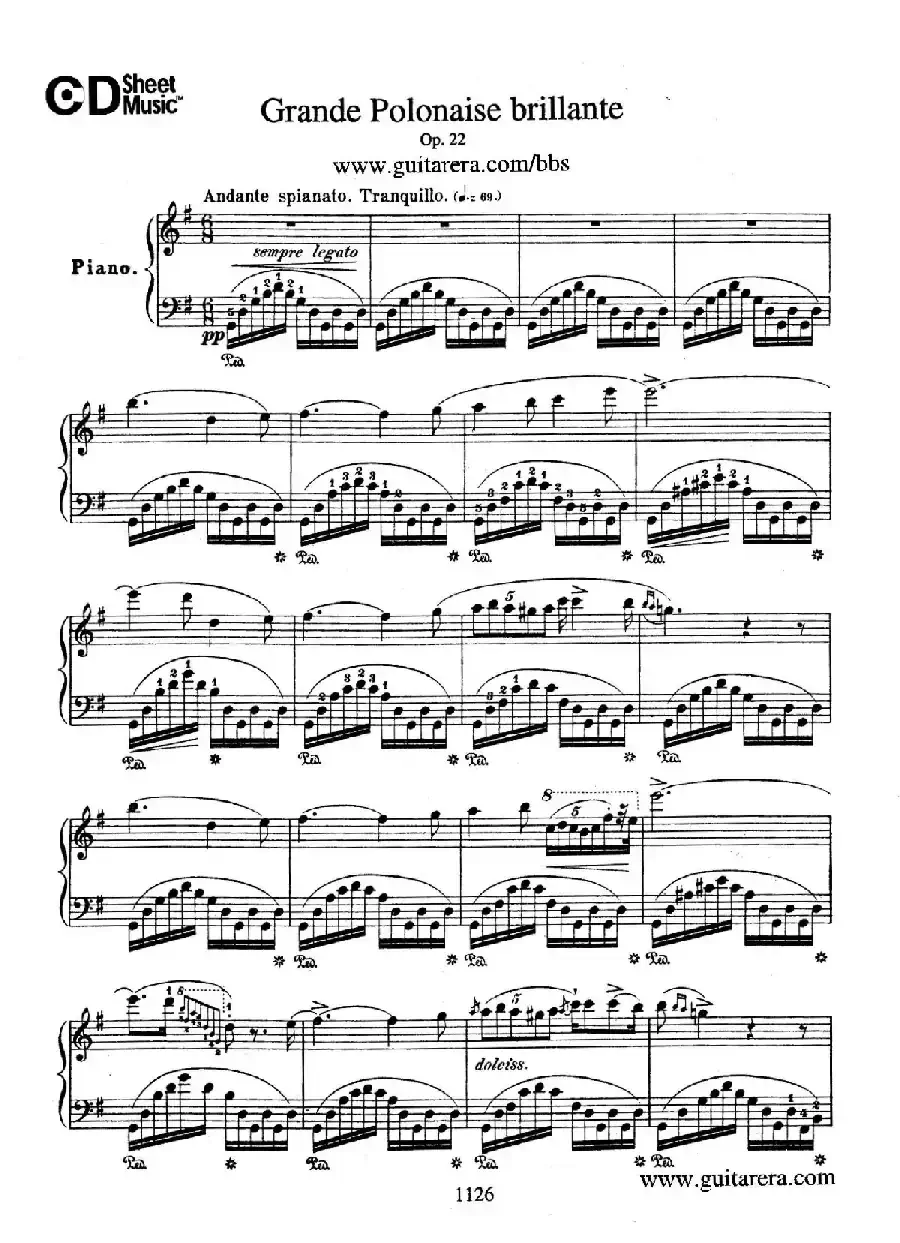 Grande Polonaise Brilliante Preceded by an Andante Spianato Op.22 （平静的行板与华丽的波兰舞曲·钢琴独奏版）