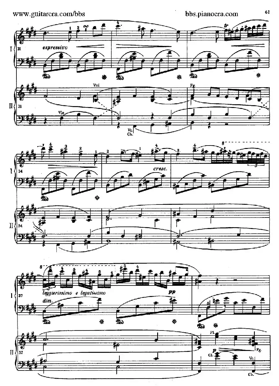 e小调第一钢琴协奏曲 Op.11（双钢琴版·第二乐章）
