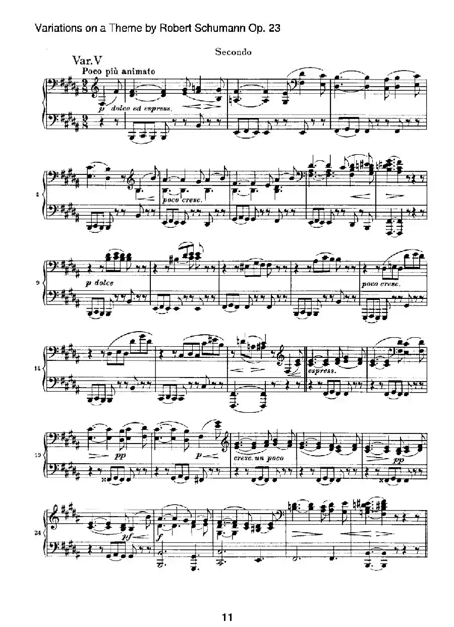 ​Variations on a Theme by Robert Schumann Op.23（舒曼主题变奏曲）（四手联弹）