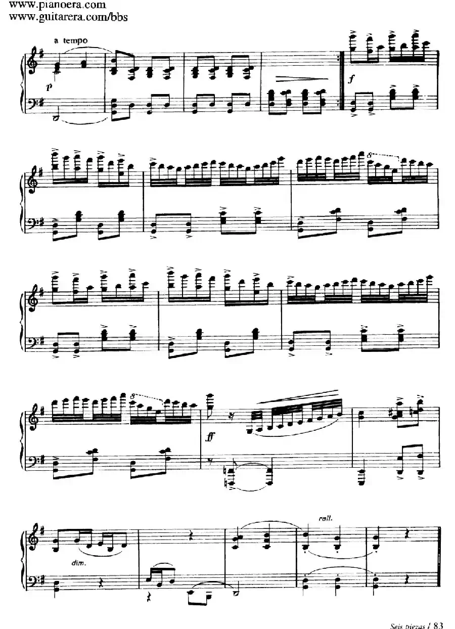 Six Pieces on Spanish Folksongs H.125（6首西班牙民谣小品·4. 巴斯克舞曲 Vascongada）