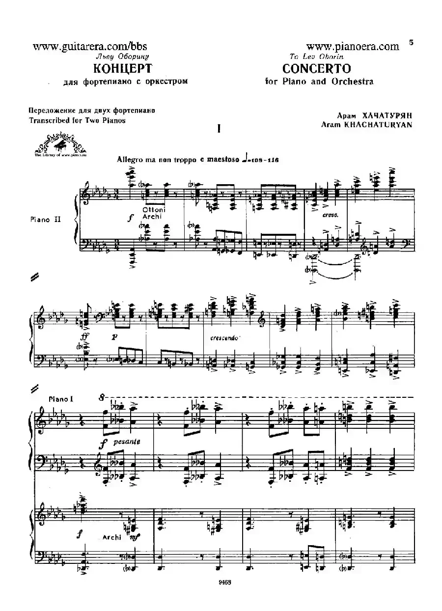 Piano Concerto in D-flat Major Op.37（降D大调钢琴协奏曲·Ⅰ·双钢琴）
